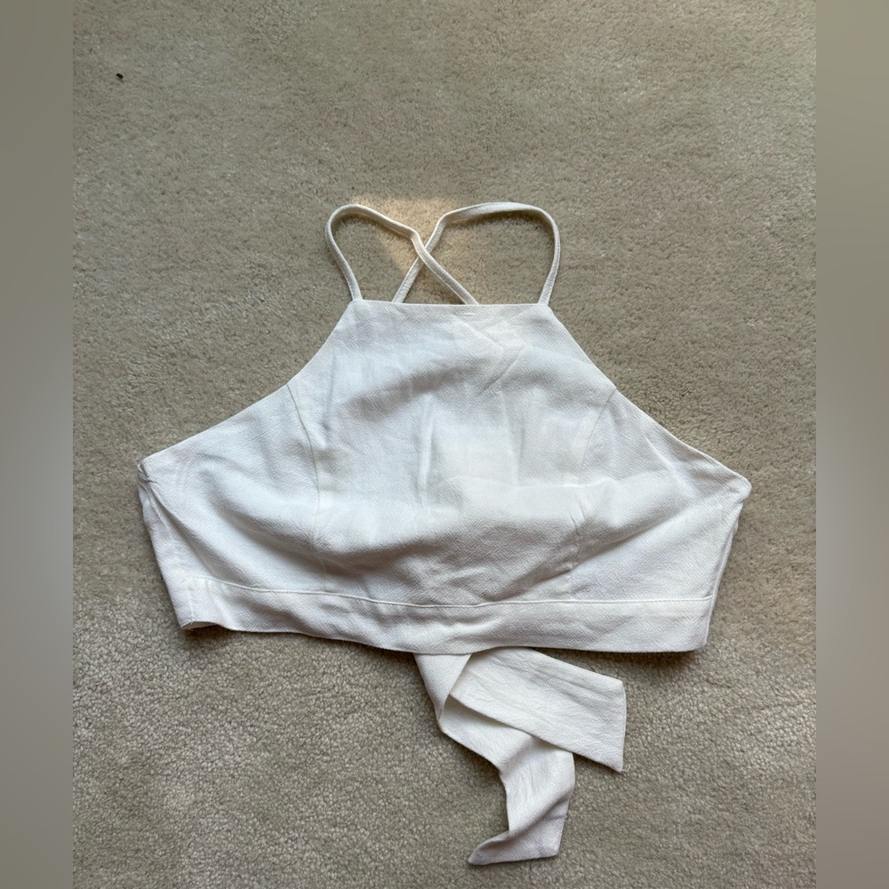 Lulus Cropped Top Bundle – Size S, White & Black, Apron Neck, Adjustable Straps,